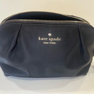 kate spade Black Nylon Cosmetic Pouch with Gold Hardware
